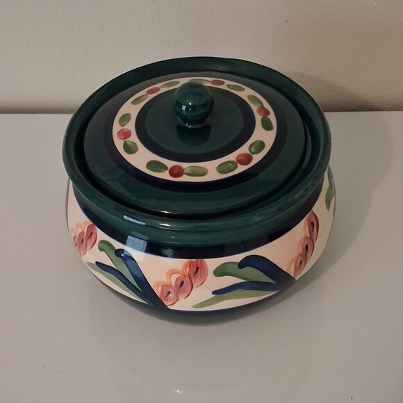 Gail Pittman Juniper 7" Bean Pot/Small Covered Casserole with Lid Signed 1988 - Picture 2 of 12